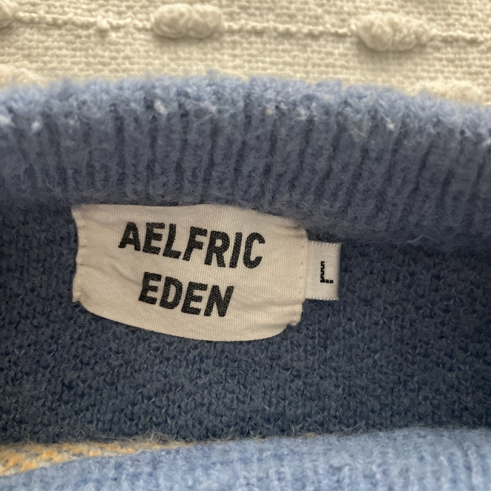 Aelfric Eden Sweater Adult Oversized Large Blue Duck WOW Crewneck Knit Pullover‎ - Picture 3 of 9